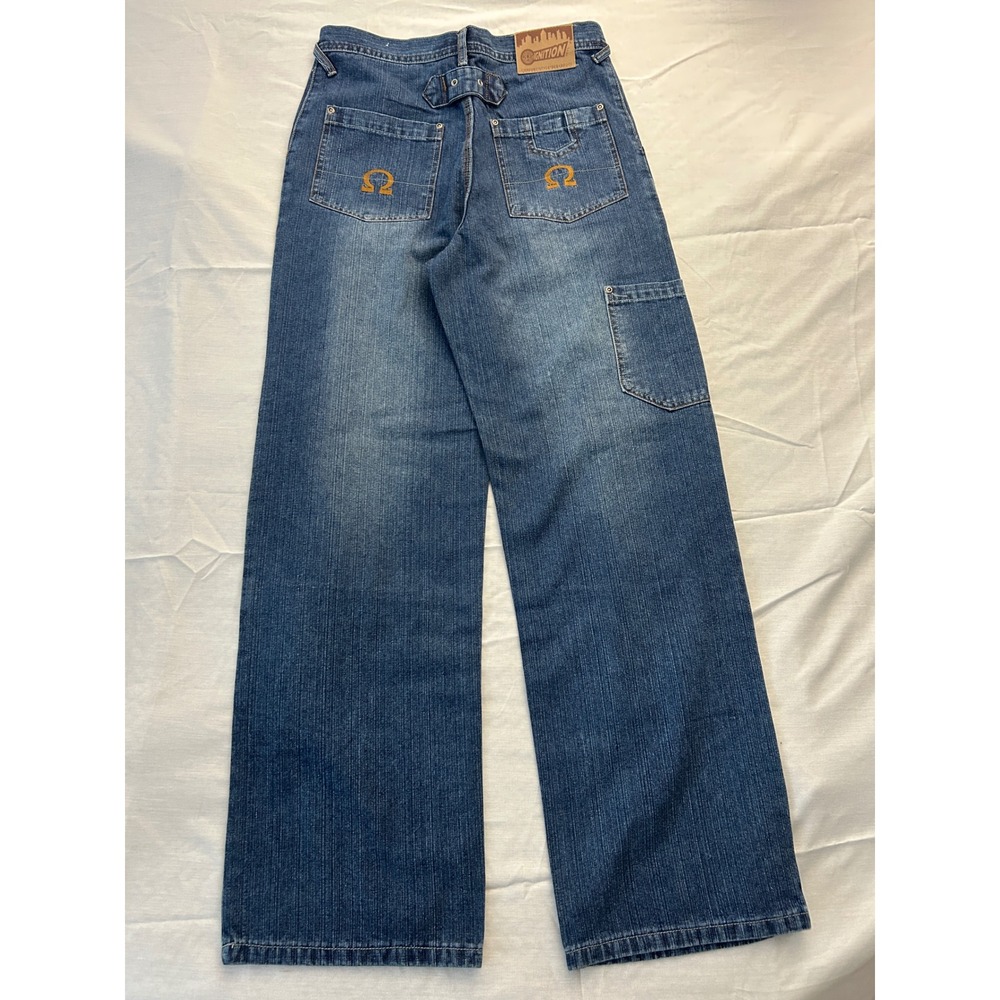 Ignition NYC Vintage Wide Leg Skater Jeans Blue Denim Baggy Y2K Size 29x30 - Picture 2 of 9